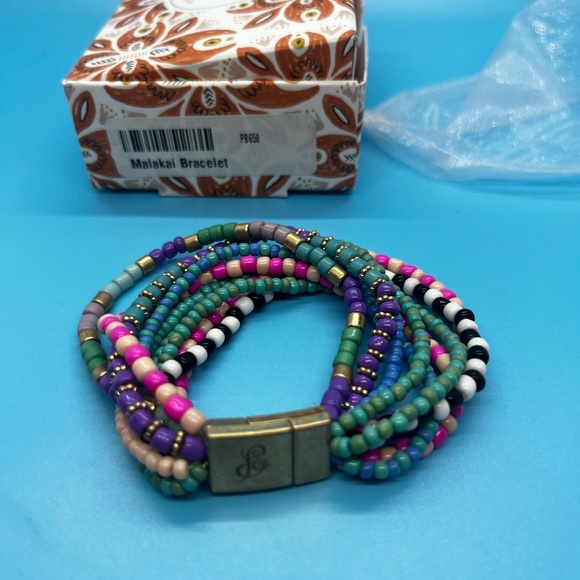 NWT Plunder Malakai Bracelet. Accented With Pink Purple Blue Black & White Beads - Picture 2 of 8